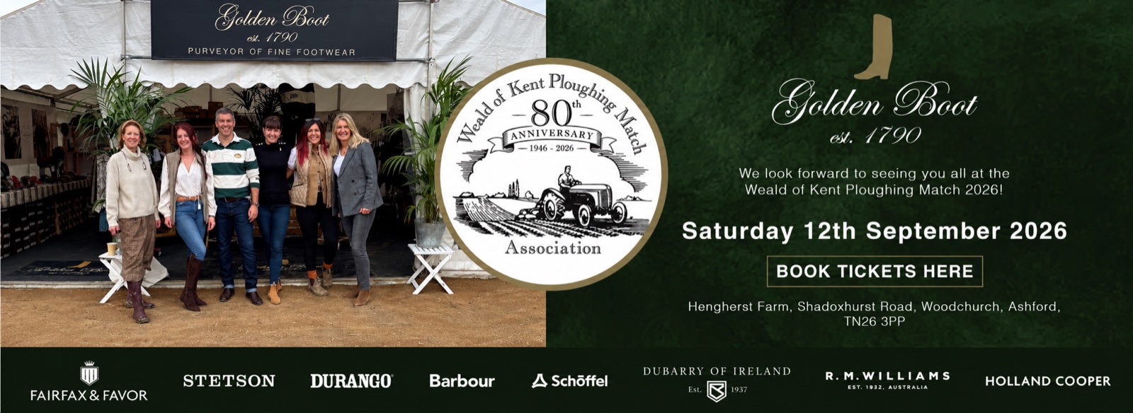 The Golden Boot at the Weald of Kent Ploughing Match 2026, Saturday 12th September 2026