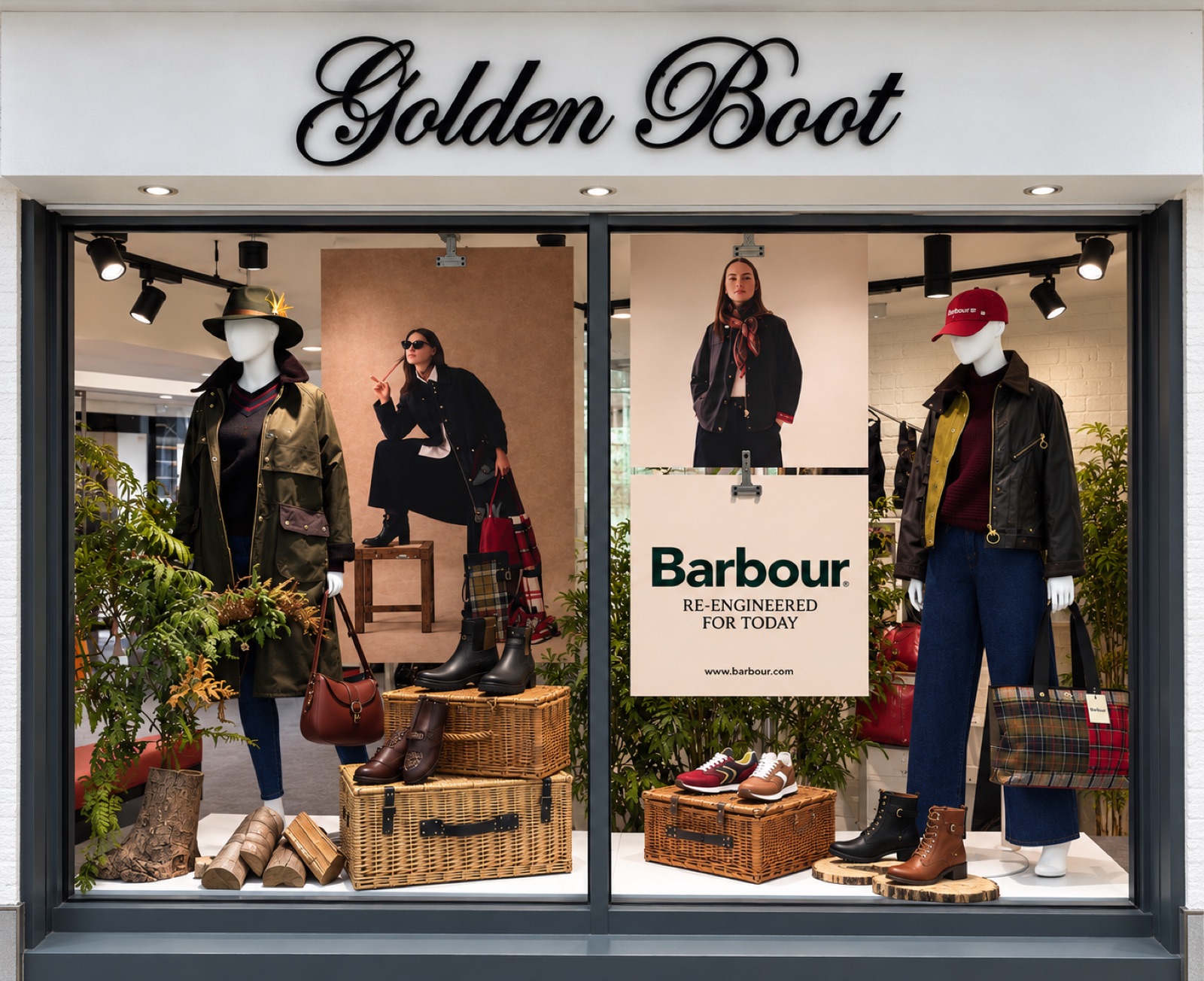 Barbour shop window, Re-engineered for today