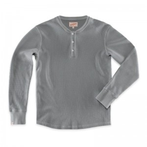 &Sons Jasper Waffle Henley - Grey