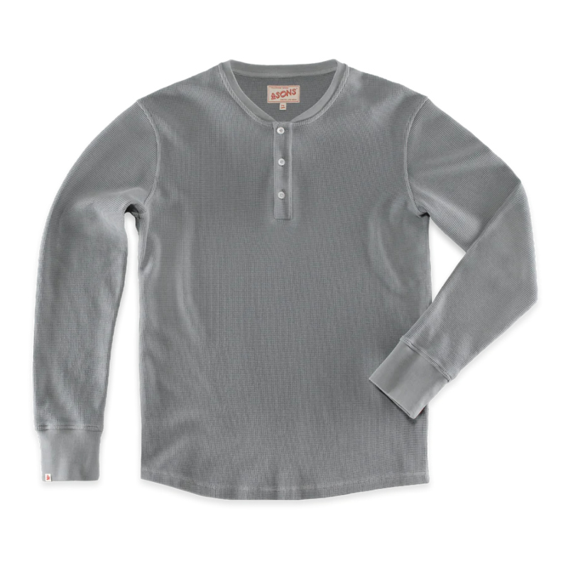 &Sons Jasper Waffle Henley - Grey