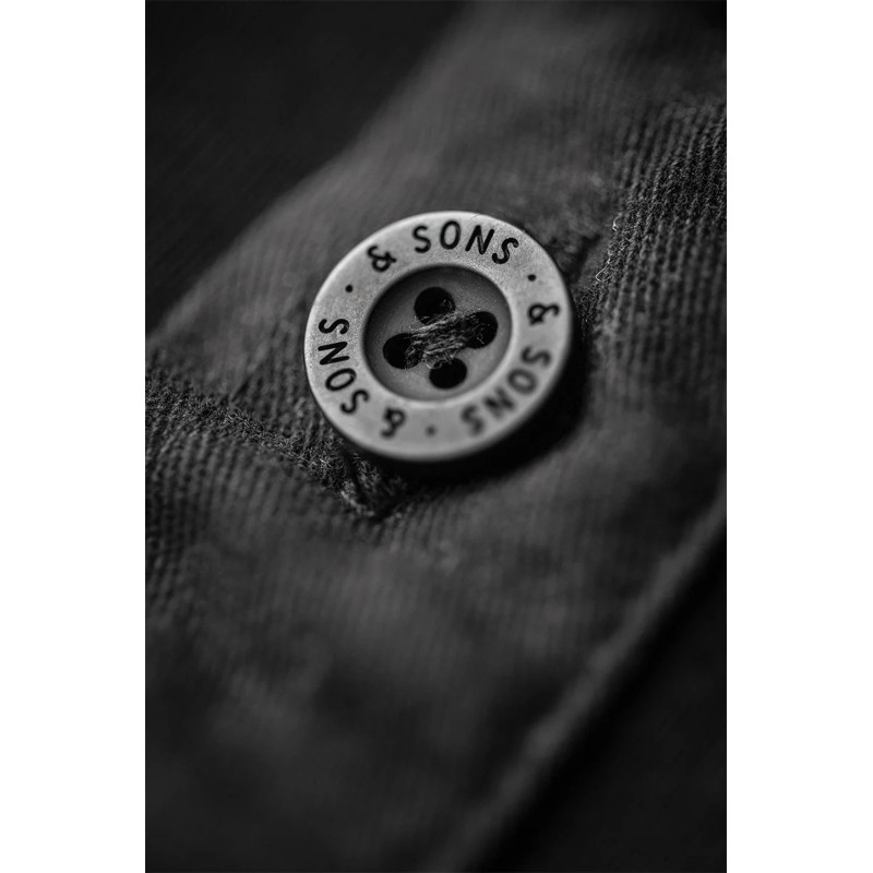 &Sons New Elder Henley Short Sleeve Shirt - Black