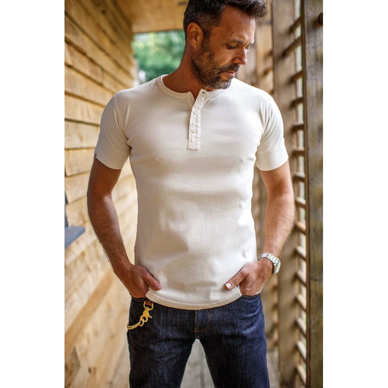 &Sons New Elder Henley Short Sleeve Shirt - Raw
