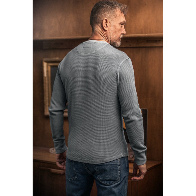 &Sons Jasper Waffle Henley - Grey