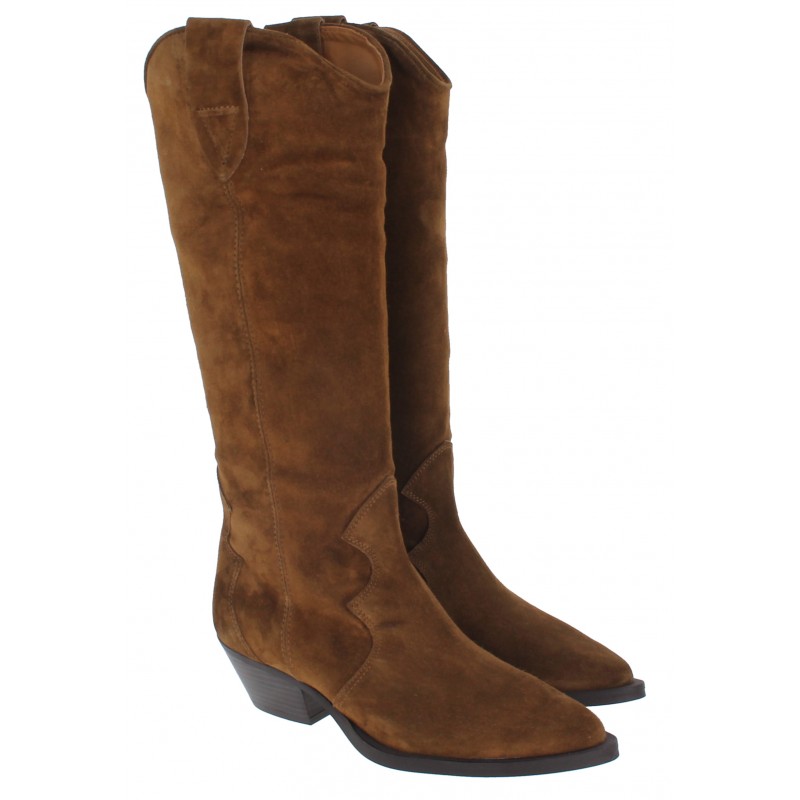 2064 Knee High Cowboy Boots - Tan Suede