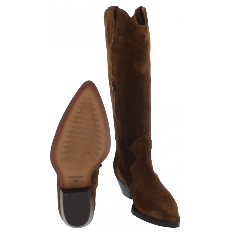 2064 Knee High Cowboy Boots - Tan Suede