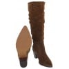 2573 Ruched Knee High Boots - Tan Suede
