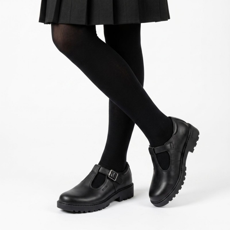 Casey GE J8420E School Shoes - Black Leather