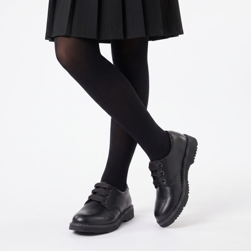 Impact School Shoes - Black Leather