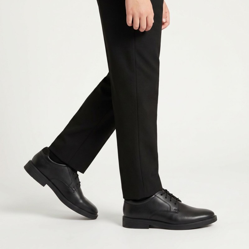 Zheeno J36LAA J School Shoes - Black Leather