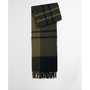 Barbour Maxine Tartan Lambswool Scarf LSC0483 - Black/Olive