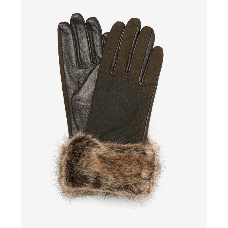 Ambush Wax Leather Gloves LGL0104 - Olive / Brown