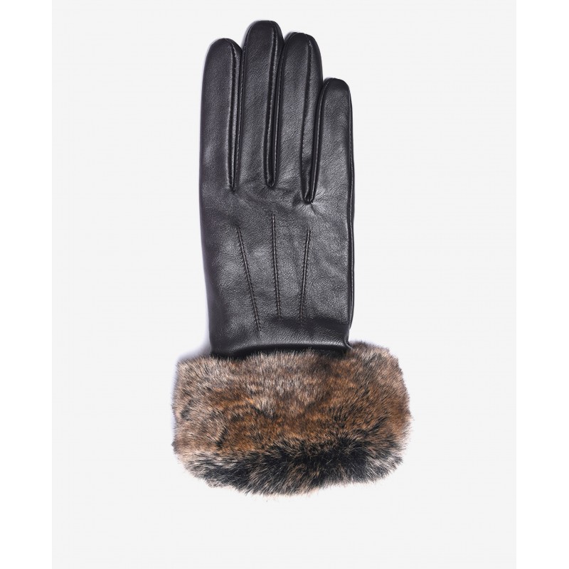 Fur Trim Gloves LGL0043 - Brown Leather