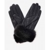 Fur Trim Glove LGL0043 - Black Leather