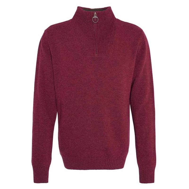 Barbour Nelson Essential Half zip jumper in red