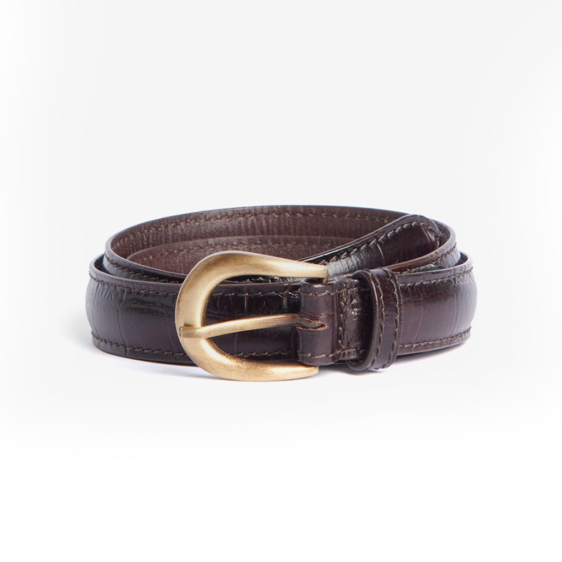 Barbour Faux Croc Belt in Classic Black Cherry