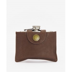 Barbour 4oz Hinged Hip Flask MAC0344 - Brown Leather Barbour 4oz Hinged Hip Flask MAC0344 - Brown Leather