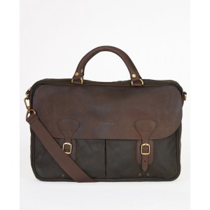 Barbour Waxed Leather Briefcase UBA0004 - Olive Leather