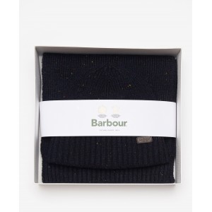 Barbour Carlton Fleck Beanie and Scarf Set MGS0047- Blue Textile