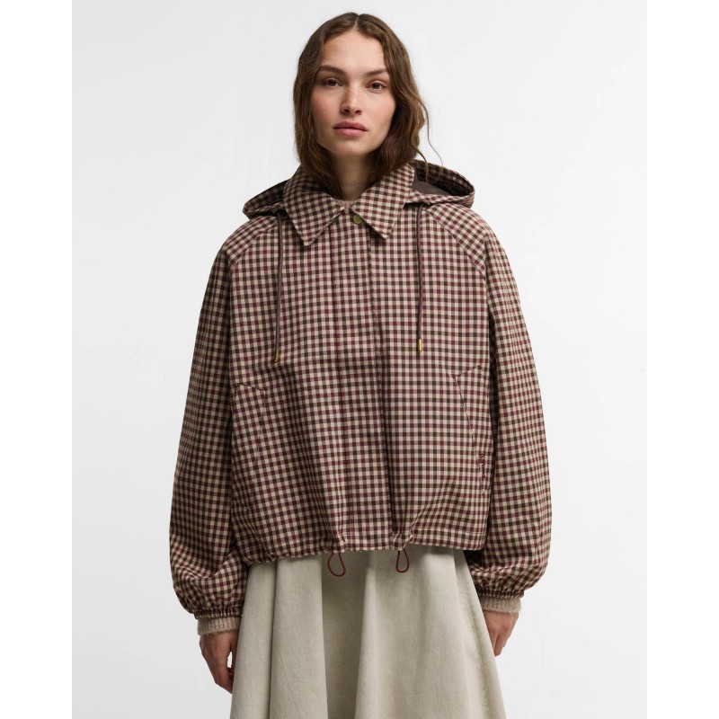 Audrey Showerproof Jacket LSP0256 - Cranberry/Brown Gingham