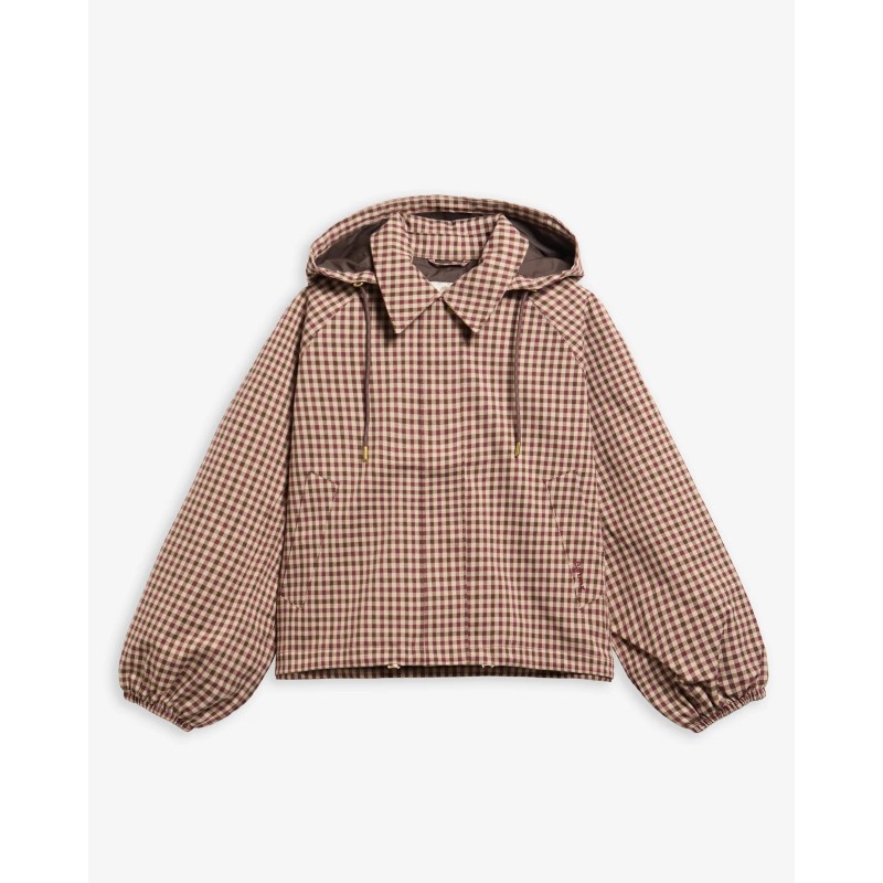 Audrey Showerproof Jacket LSP0256 - Cranberry/Brown Gingham
