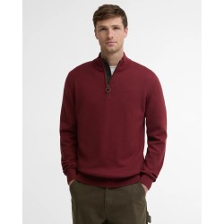 Barbour Cotton Quarter Zip Jumper MKN1074 - Russet Brown Textile