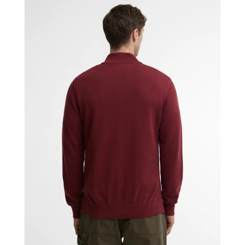 Cotton Quarter Zip Jumper MKN1074 - Russet Brown Textile