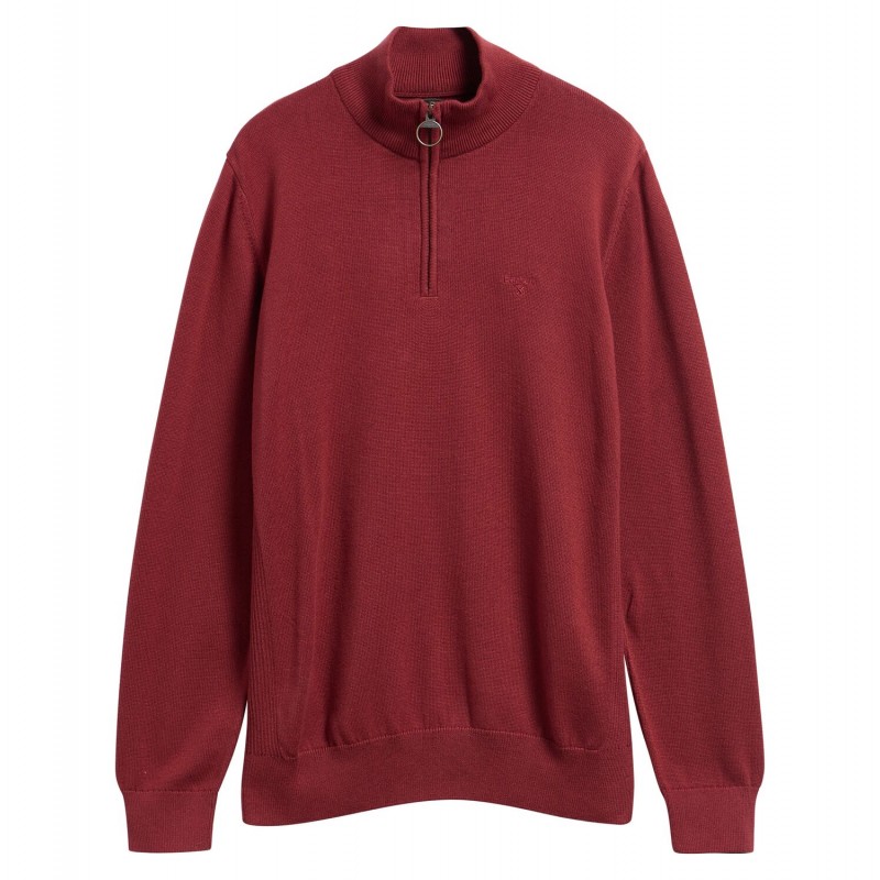 Cotton Quarter Zip Jumper MKN1074 - Russet Brown Textile