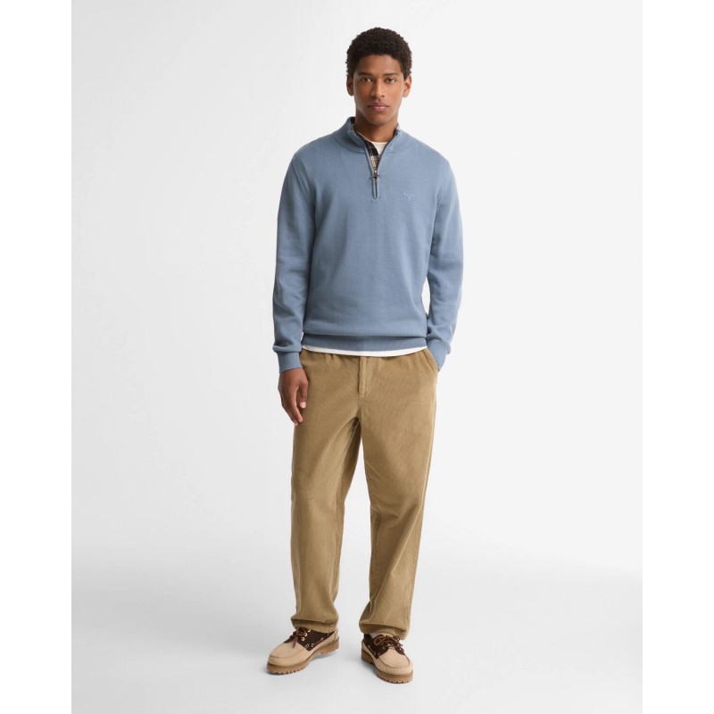 Cotton Quarter Zip Jumper MKN1074 - Tarn Blue Textile