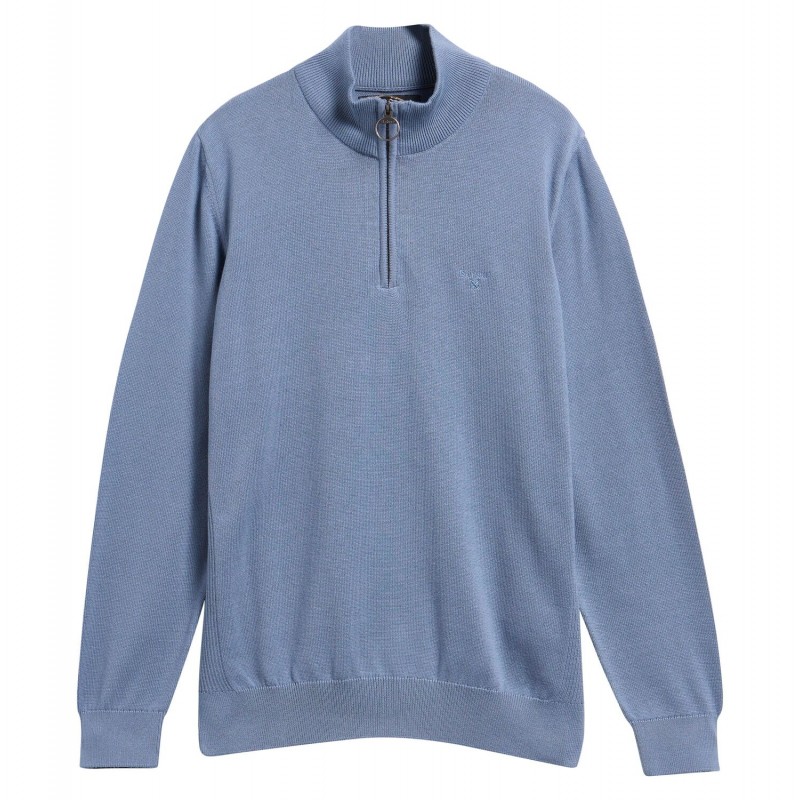 Cotton Quarter Zip Jumper MKN1074 - Tarn Blue Textile