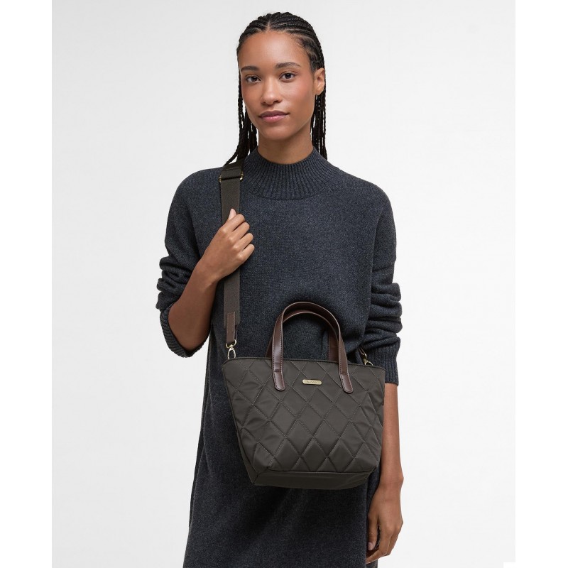 Mini Quilted Tote Bag LBA0431 - Olive Textile Mini Quilted Tote Bag LBA0431 - Olive Textile