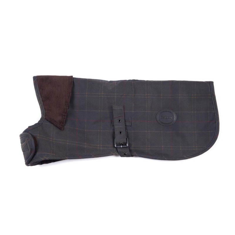 Tartan Wax Dog Coat DCO00031 - Olive Textile