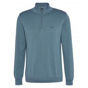 Barbour Cotton Half Zip Knit MKN1074 Jumper - Vintage Teal Barbour Cotton Half Zip Knit MKN1074 Jumper - Vintage Teal