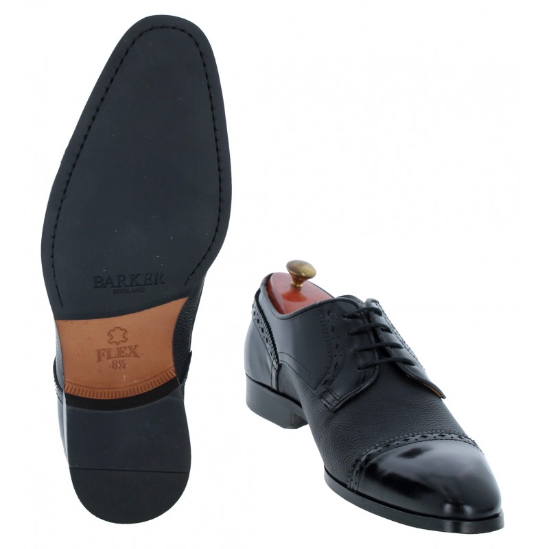 Ashbourne Shoes - Black Hi-Shine/Grain Leather