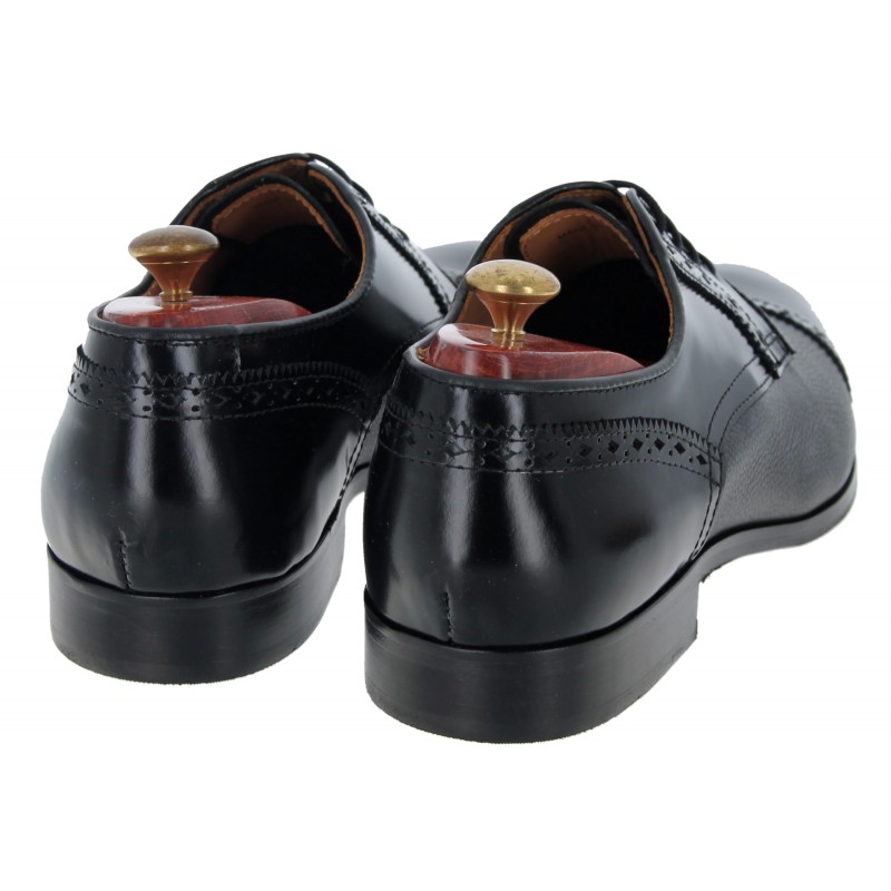 Ashbourne Shoes - Black Hi-Shine/Grain Leather