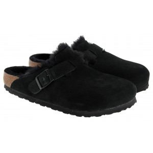 Birkenstock Boston VL Shearling 259881 Mules - Black Suede