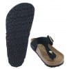 Gizeh Big Buckle 1024019 Thong Sandals - Black Nubuck Leather