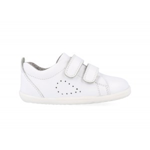 Bobux Step Up Grass Court Shoes - Optical White Leather