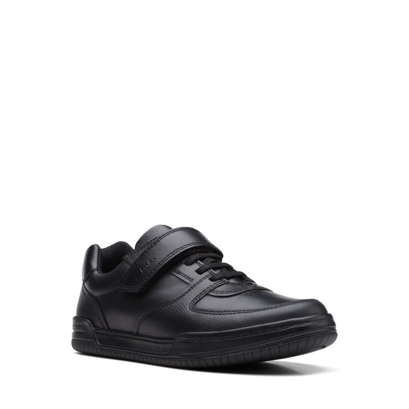Fawn Lay Older School Shoes - Black Leather