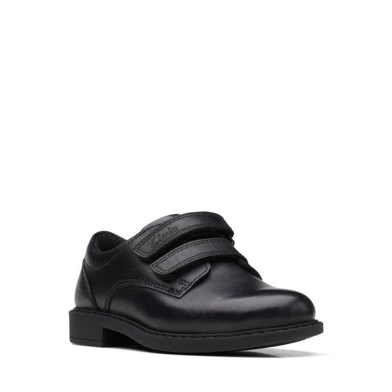 Scala Pace Kid School Shoes - Black Leather