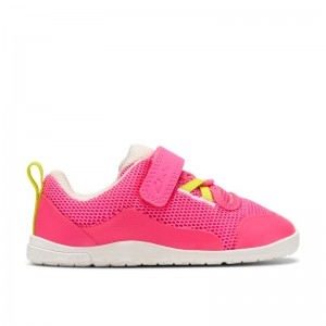 Clarks Harbour Hero Toddler Shoes - Bright Pink Combi