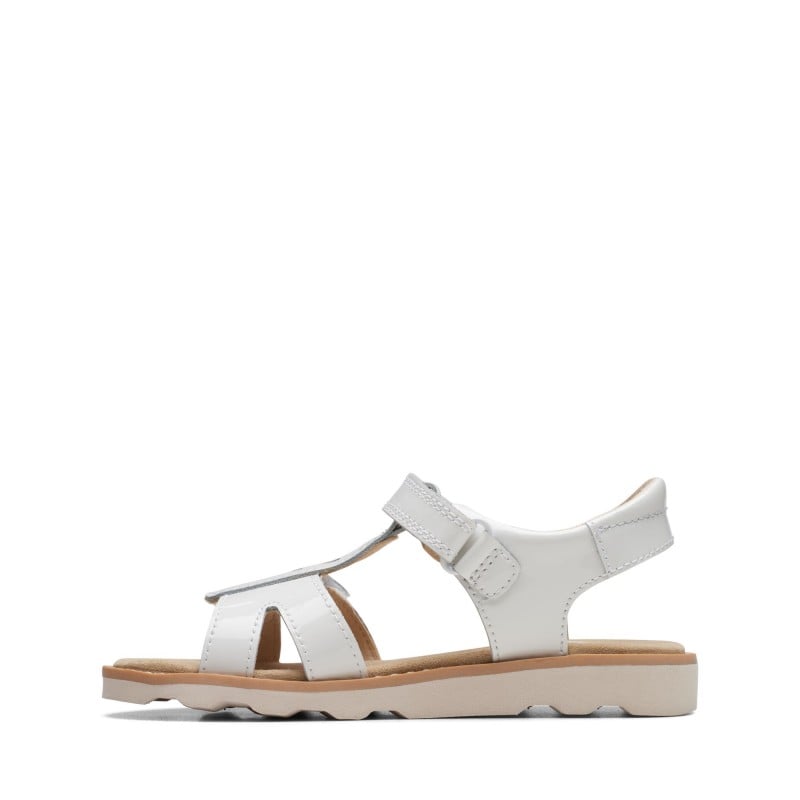 Clarks Crown Beat K Kids Sandals White Patent