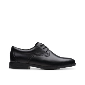 Clarks Jonwin Step Youth School Shoes - Black Leather Clarks Jonwin Step Youth School Shoes - Black Leather