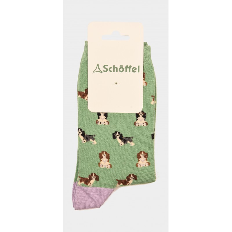 Ladies Single Cotton Sock 3931 - Green Spaniel