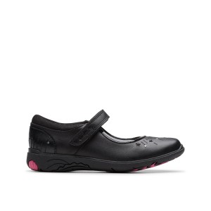 Clarks Relda Wish Kids School Shoes - Black Leather Clarks Relda Wish Kids School Shoes - Black Leather