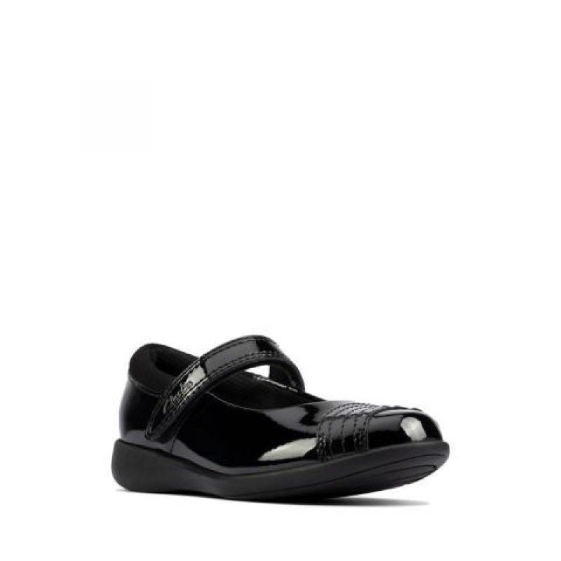 Etch Beam Toddler School Shoes - Black Patent