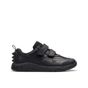 Clarks Steggy 2 Pace Kids School Shoes - Black Leather