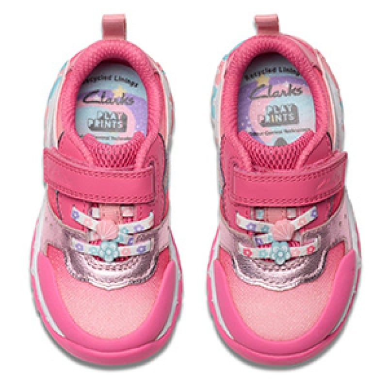 Clarks Tidal Star Toddler Girls Trainer Bright Pink