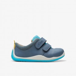 Clarks Noodle Fun Toddler Shoes - Steel Blue Leather