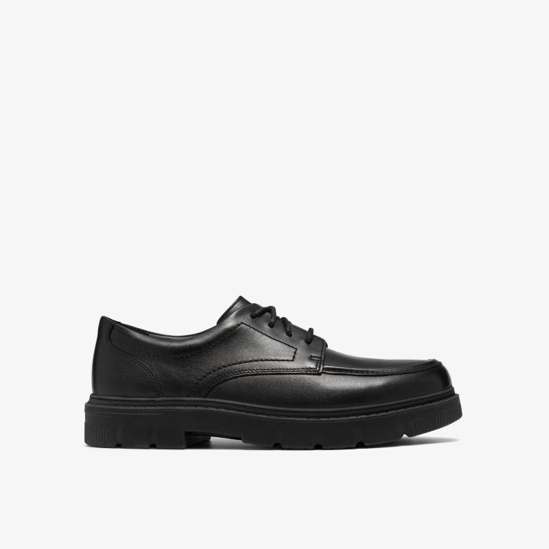 Lorcam Lane Youth School Shoes - Black Leather