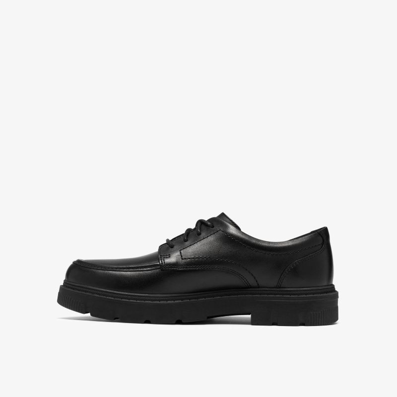 Lorcam Lane Youth School Shoes - Black Leather